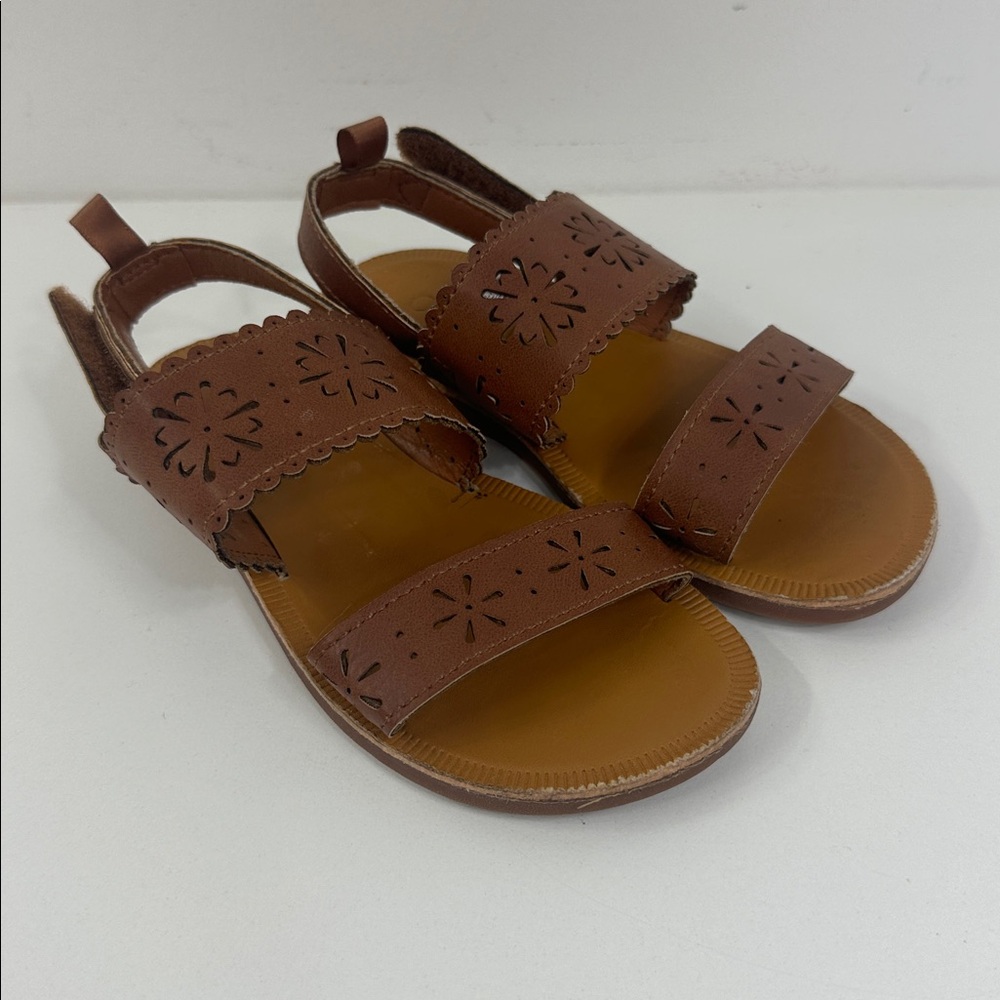OshKoshBGosh Brown Kids Sandals with Velcro Girls size 10M summer beach stylish - Picture 2 of 11